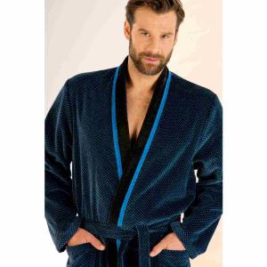 Mens bathrobe 4839-19 blau/schwarz