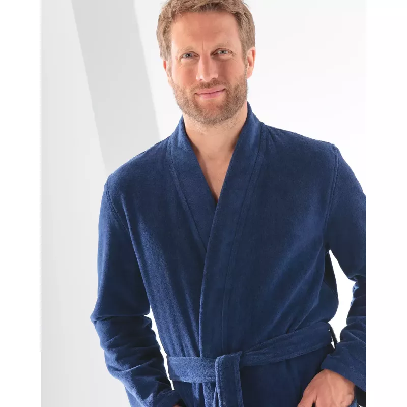 Cawö Kimono Dressing Gown Men 823-11 Blue