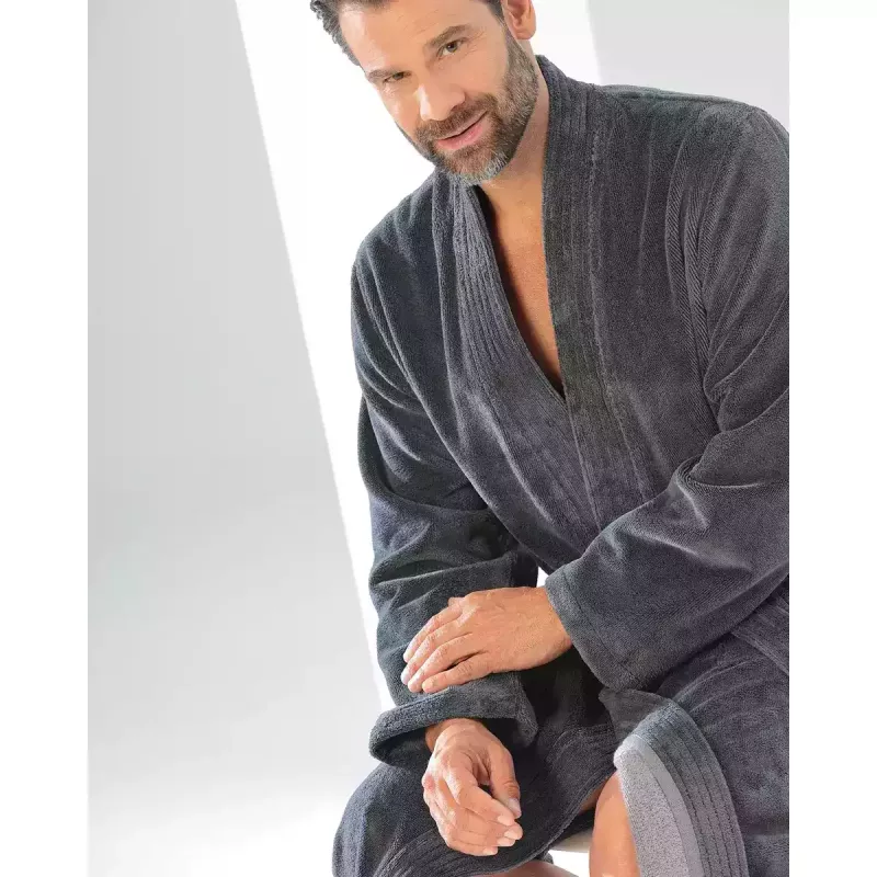 Cawö Men's Slim size Kimono Bathrobe 807-71 Anthracite