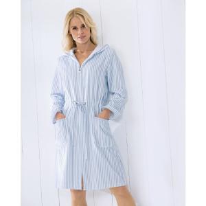 Cawö Women's Short Dressing Gown with Zipper 6416-11 Blue