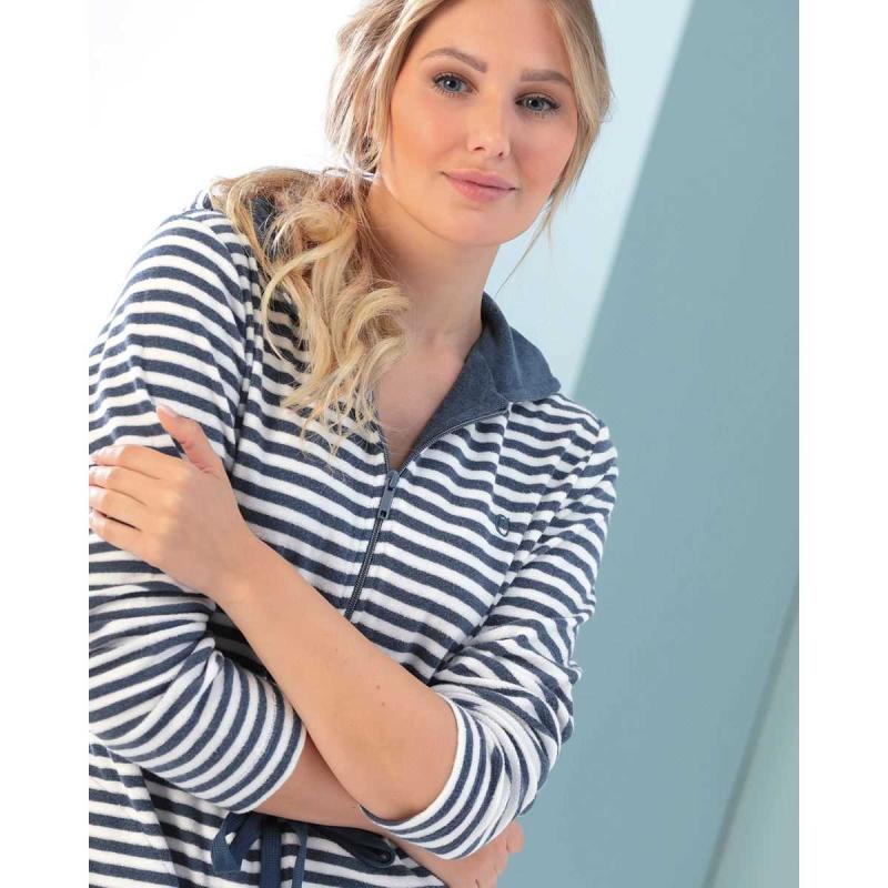 Cawö kort morgonrock Dam 834-16 Midnight Blue