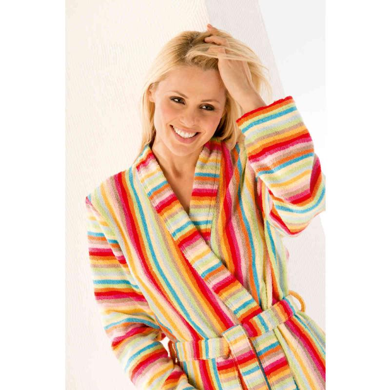 CAWÖ Womens Long Colorful Kimono Terry Bathrobe 7080-25