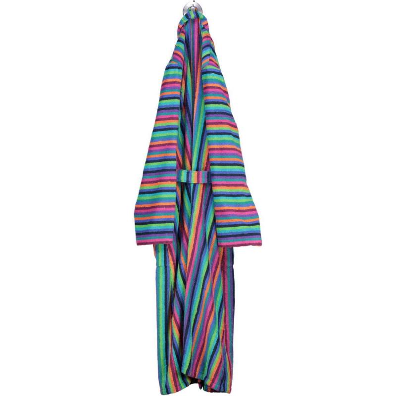 Lång färgglad morgonrock för dam av frotté. Kimono badrock 7048 84 från Cawö.