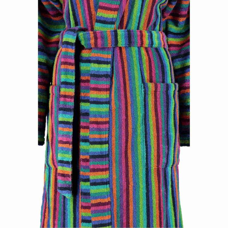 Lång färgglad morgonrock för dam av frotté. Kimono badrock 7048 84 från Cawö.