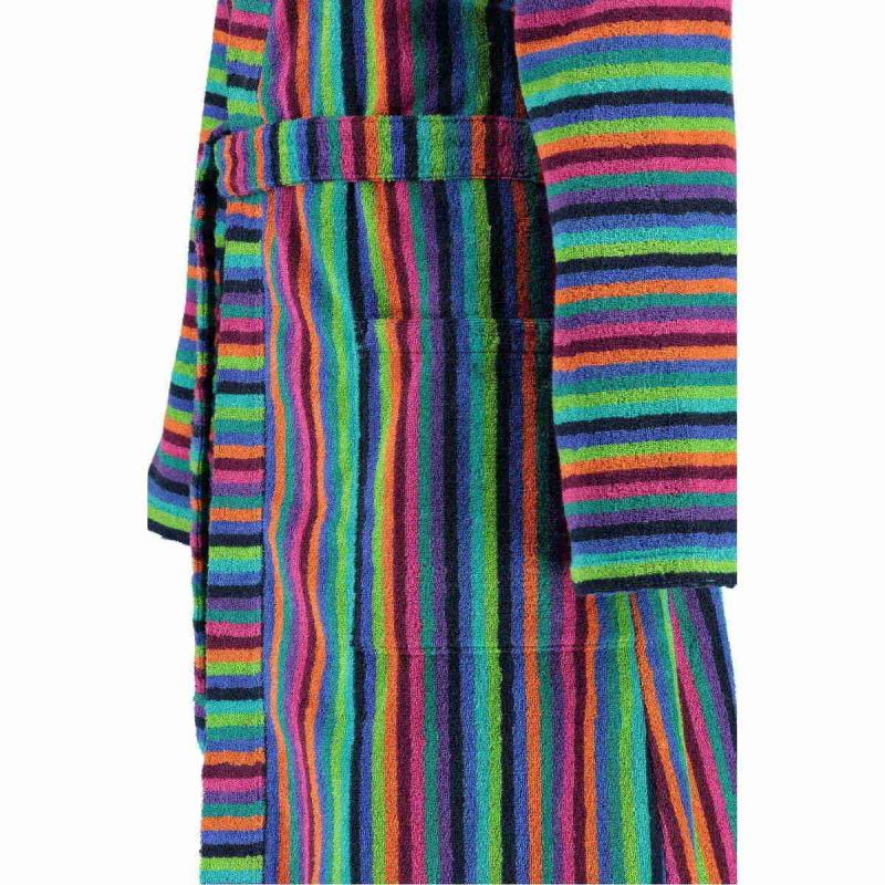 Lång färgglad morgonrock för dam av frotté. Kimono badrock 7048 84 från Cawö.