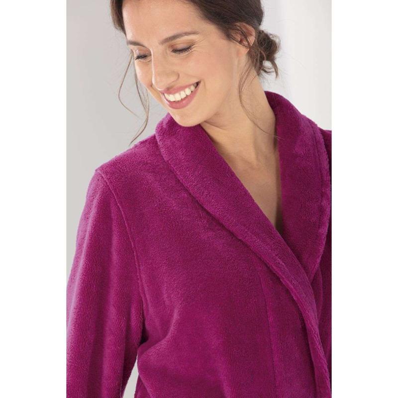 Cawö Long Bathrobe for women with shawl collar 806-22