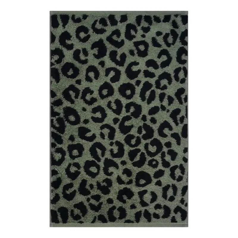 Cawö Leo cotton towel, leopard print – olive green 540-49