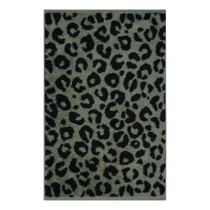 Cawö Leo cotton towel, leopard print – olive green 540-49