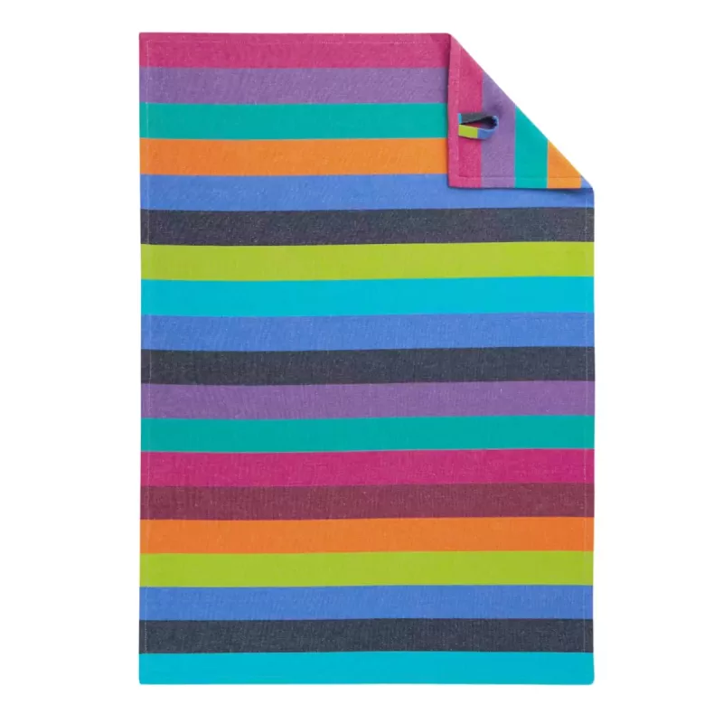 Cawö Lifestyle Block Stripe Kitchen Towel - Tea Towel Cotton 50x70 cm - Dark Multicolor