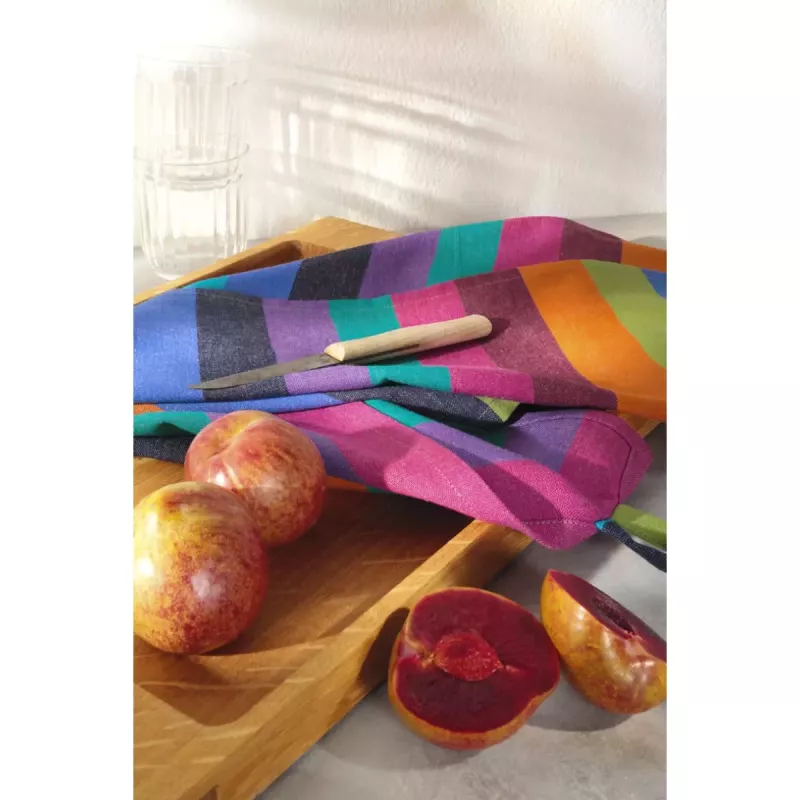 Cawö Lifestyle Block Stripe Kitchen Towel - Tea Towel Cotton 50x70 cm - Dark Multicolor