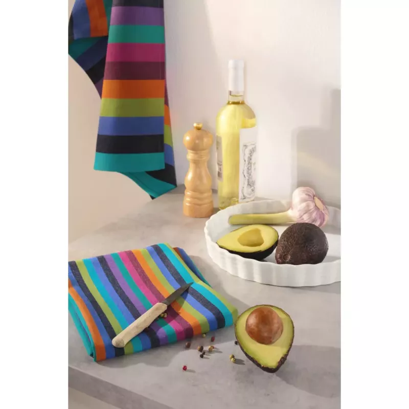 Cawö Lifestyle Striped Kitchen Towel - Tea Towel Cotton 50x70 cm - Dark Multicolor
