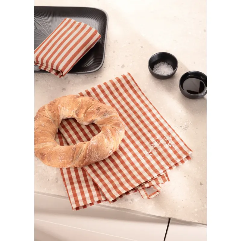 Cawö Linen Classics kitchen towels 2-pack striped copper 50×70 cm 537-30