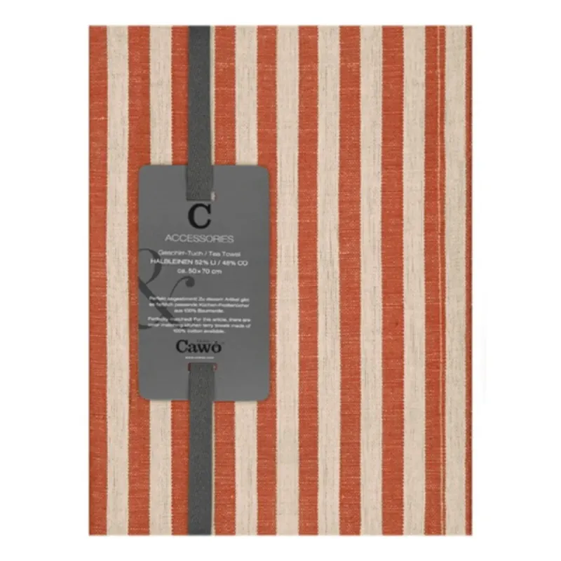 Cawö Linen Classics kitchen towels 2-pack striped copper 50×70 cm 537-30