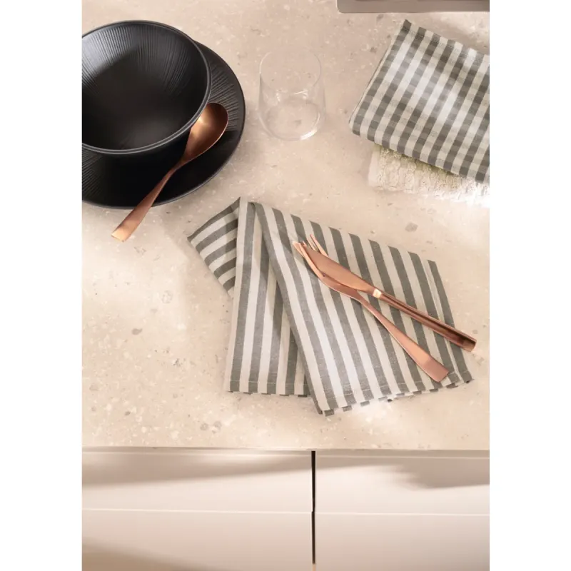 Cawö Linen Classics kitchen towels 2-pack striped metal grey 50×70 cm 537-73