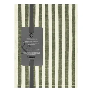 Cawö Linen Classics kitchen towels 2-pack striped olive green 50×70 cm 537-43