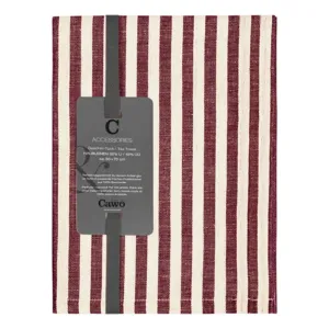 Cawö Linen Classics kitchen towels 2-pack striped burgundy 50×70 cm 537-83