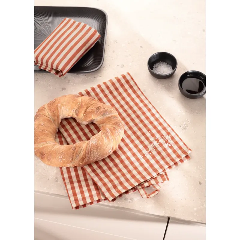 Cawö Linen Classics kitchen towels 2-pack checked copper 50×70 cm 538-30
