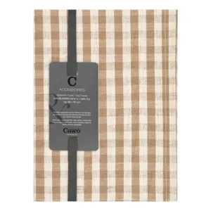 Cawö Linen Classics kitchen towels 2-pack checked natural beige 50×70 cm 538-33