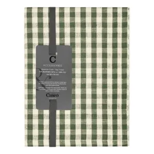 Cawö Linen Classics kitchen towels 2-pack checked olive green 50×70 cm 538-43
