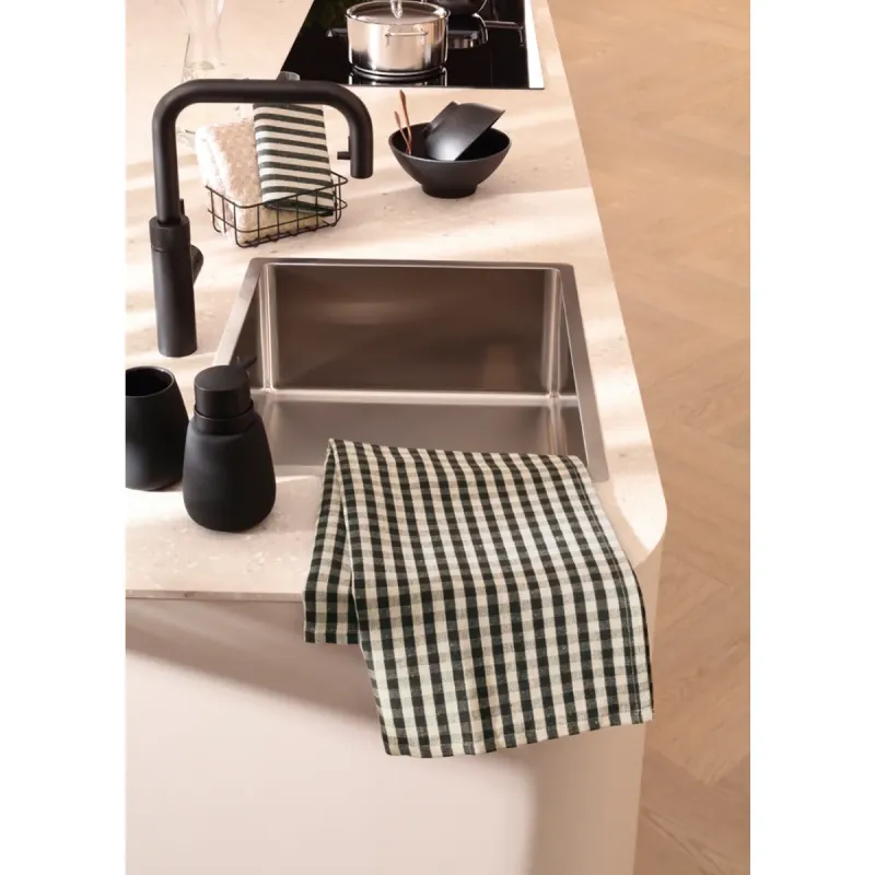 Cawö Linen Classics kitchen towels 2-pack checked black 50×70 cm 538-93