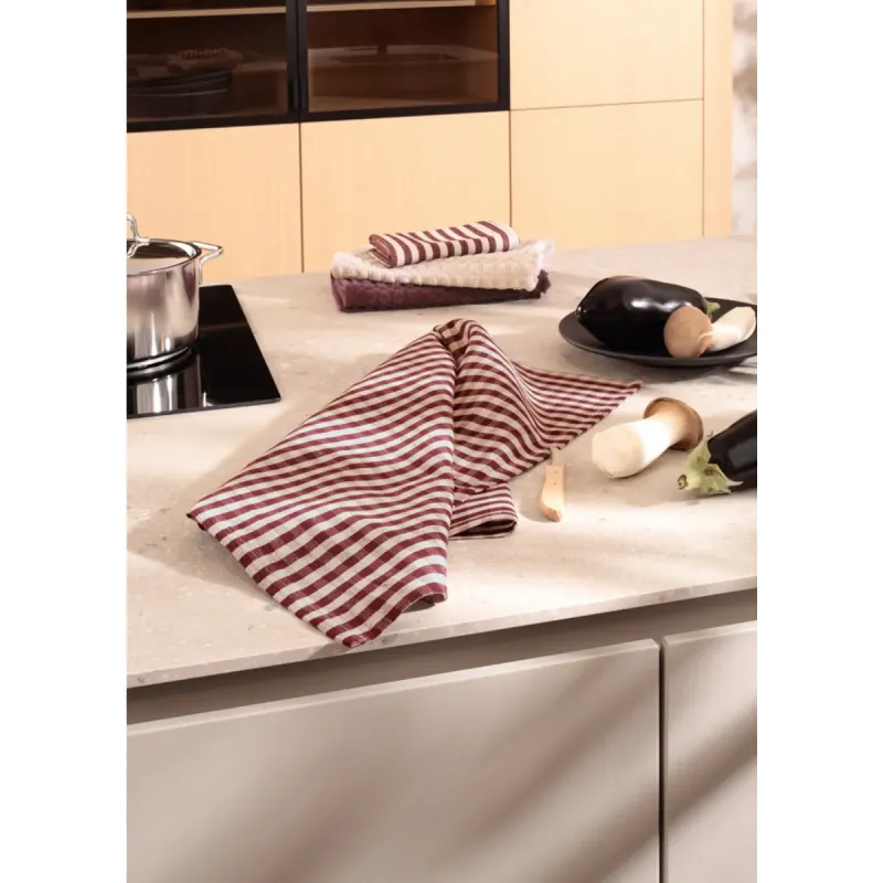 Cawö Linen Classics kitchen towels 2-pack checked burgundy 50×70 cm 538-83