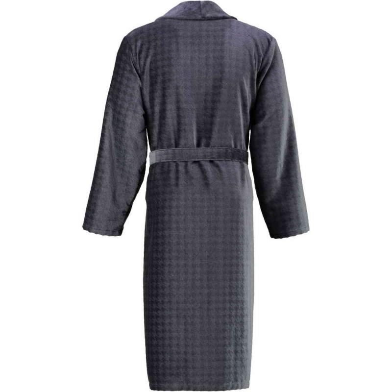 Cawö Luxury Home lång antracit velour morgonrock herr med sjalkrage