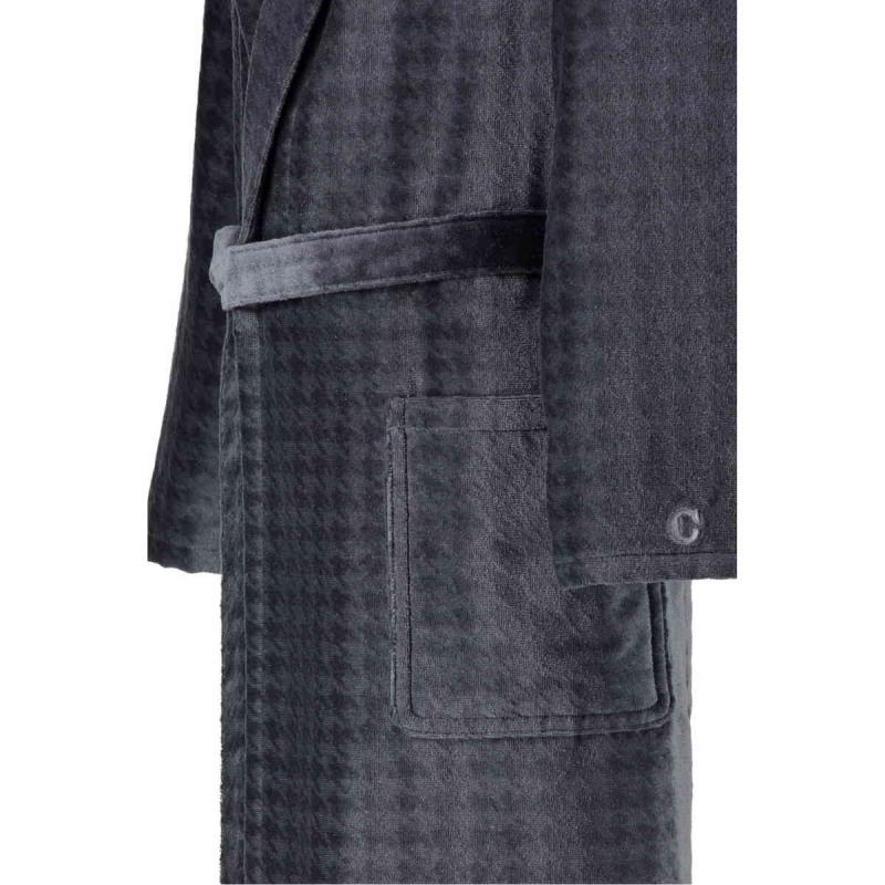 Cawö Luxury Home lång antracit velour morgonrock herr med sjalkrage