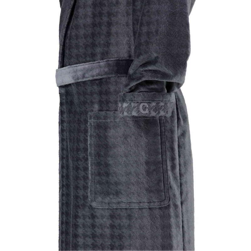 Cawö Luxury Home shawl collar anthracite long velour bathrobe