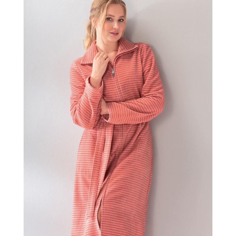 Cawö Women's dressing gown with zipper 5317-22 Koralle