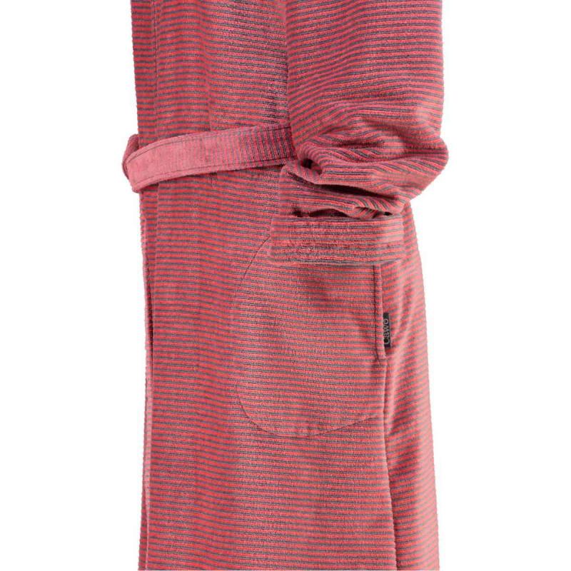Cawö morgonrock dam lång röd badrock med huva & dragkedja velour