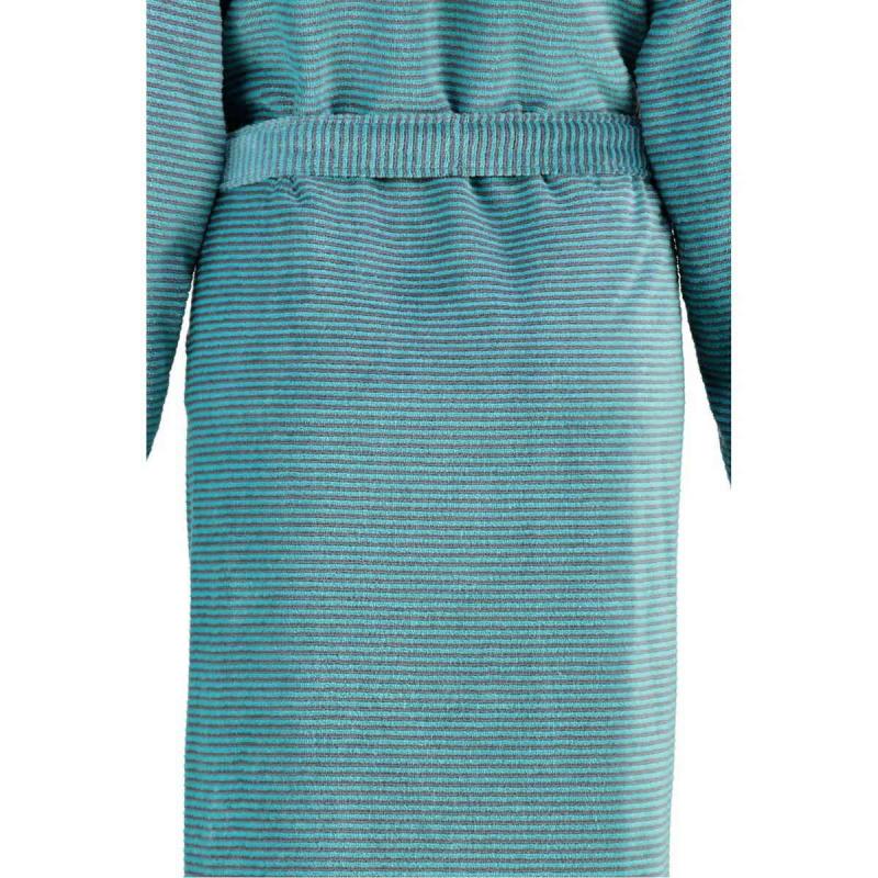 Cawö women's bathrobe long turquoise hooded zipper robe 6432-47