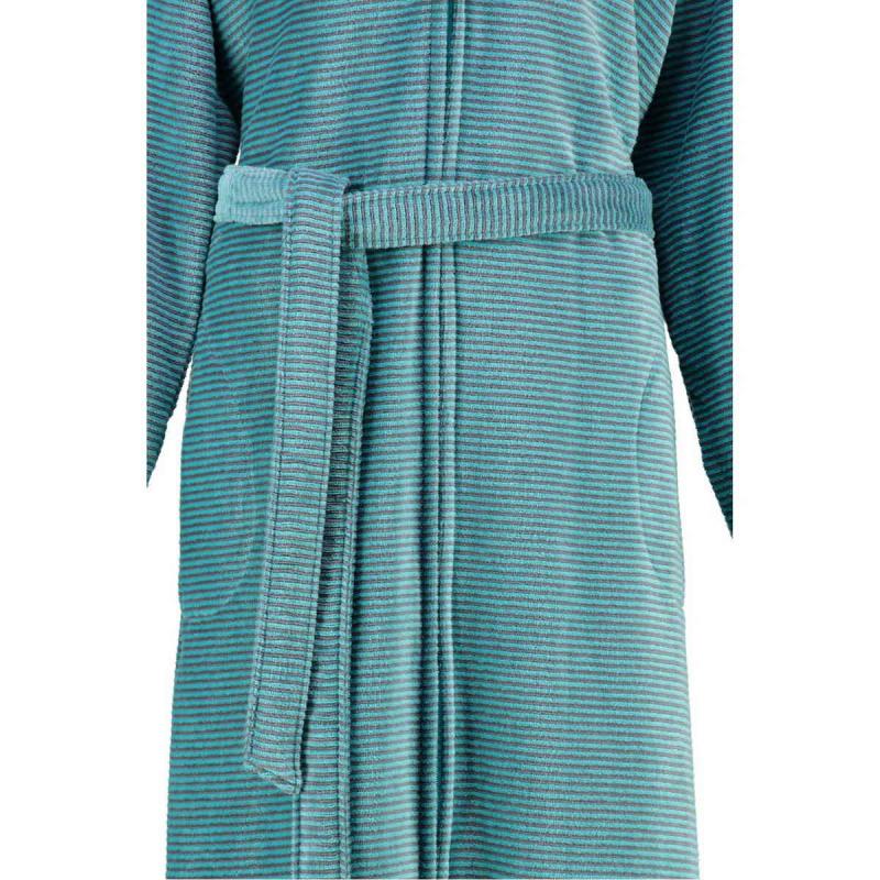 Cawö women's bathrobe long turquoise hooded zipper robe 6432-47