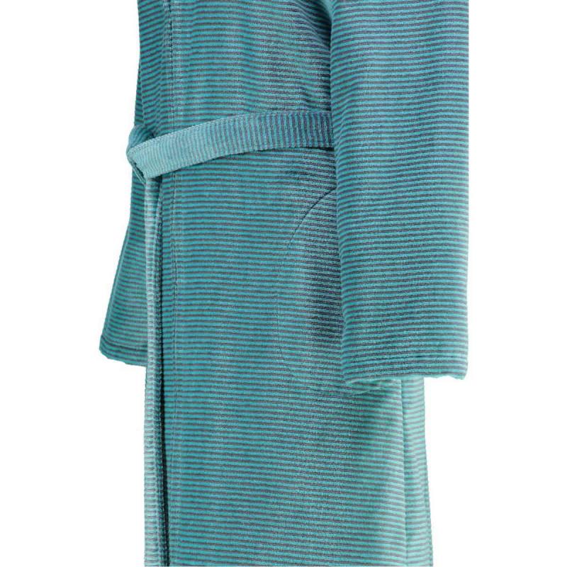 Cawö women's bathrobe long turquoise hooded zipper robe 6432-47