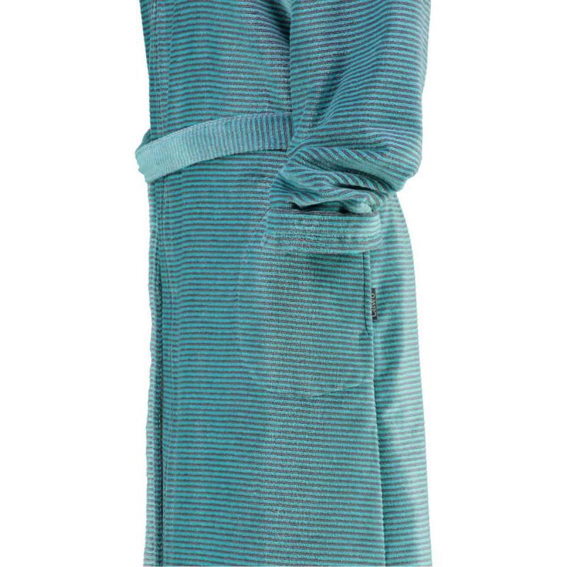 Cawö women's bathrobe long turquoise hooded zipper robe 6432-47