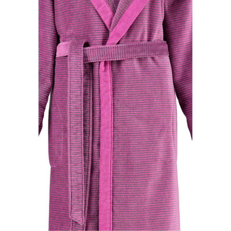 Cawö morgonrock dam lång rosa badrock med huva velour 6425-87