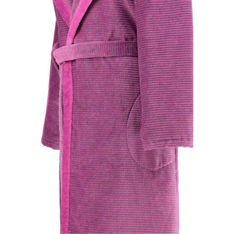 Cawö morgonrock dam lång rosa badrock med huva velour 6425-87