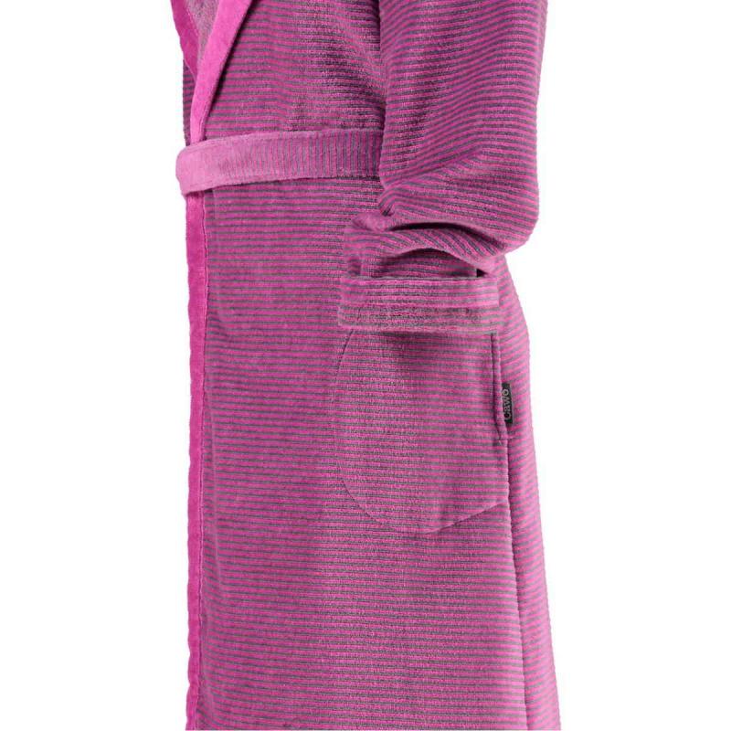 Cawö morgonrock dam lång rosa badrock med huva velour 6425-87