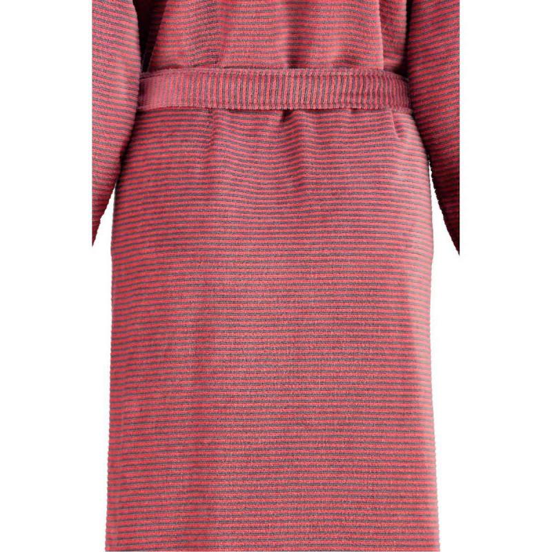 Cawö morgonrock dam lång röd badrock med huva velour 6425-27