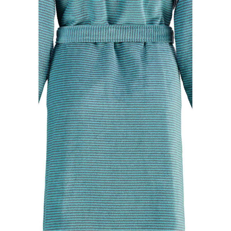 Cawö morgonrock dam lång turkos badrock med huva velour 6425-47