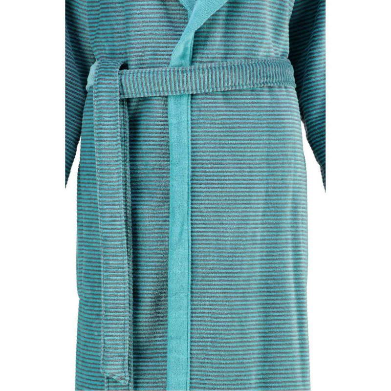 Cawö morgonrock dam lång turkos badrock med huva velour 6425-47