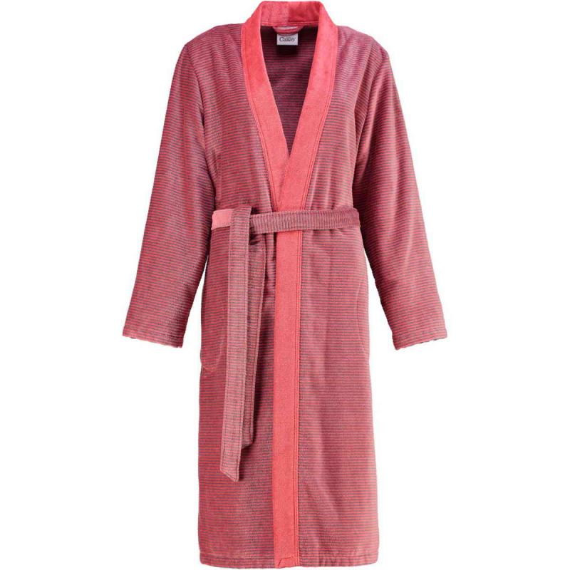 Cawö morgonrock dam lång röd kimono badrock velour 6431-27