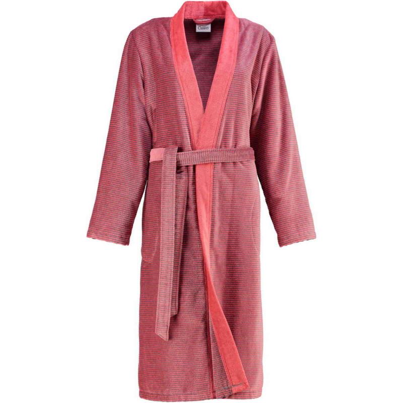 Cawö morgonrock dam lång röd kimono badrock velour 6431-27