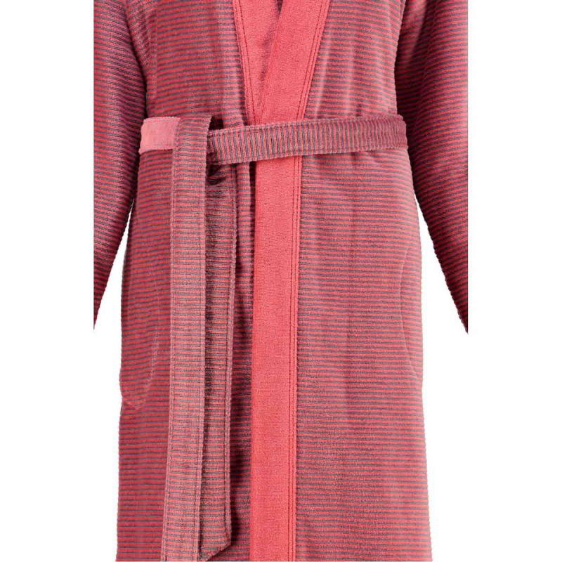Cawö morgonrock dam lång röd kimono badrock velour 6431-27