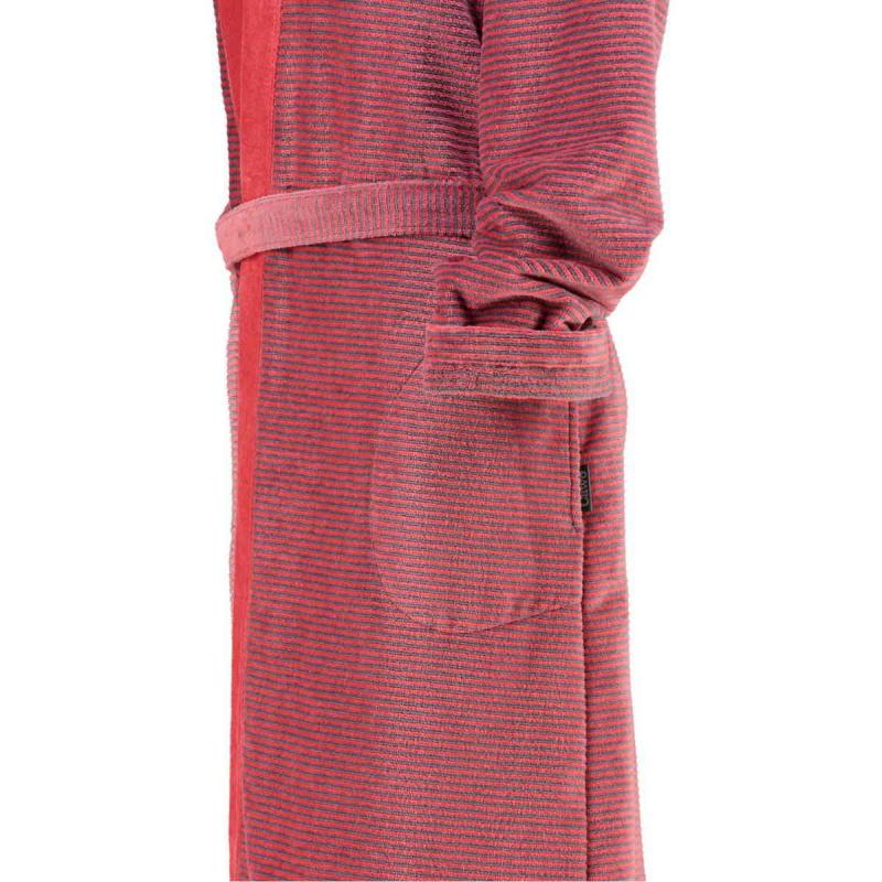 Cawö morgonrock dam lång röd kimono badrock velour 6431-27