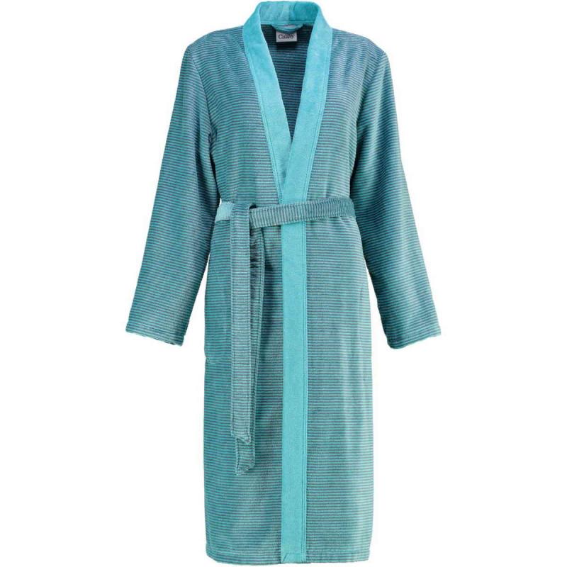 Cawö morgonrock dam lång turkos kimono badrock velour 6431-47