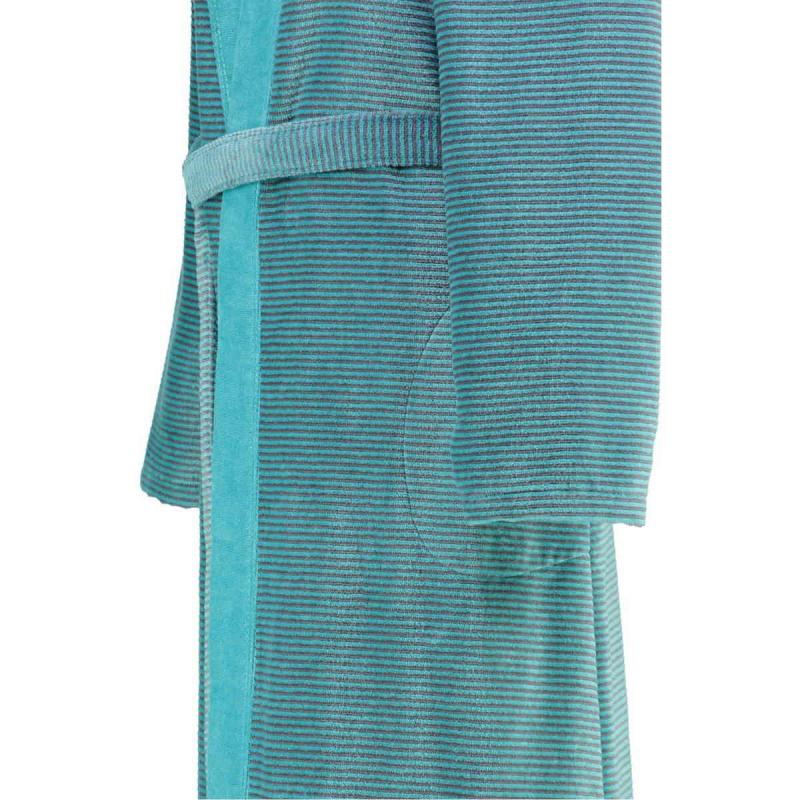 Cawö women's bathrobe long turquoise velour kimono robe 6431-47