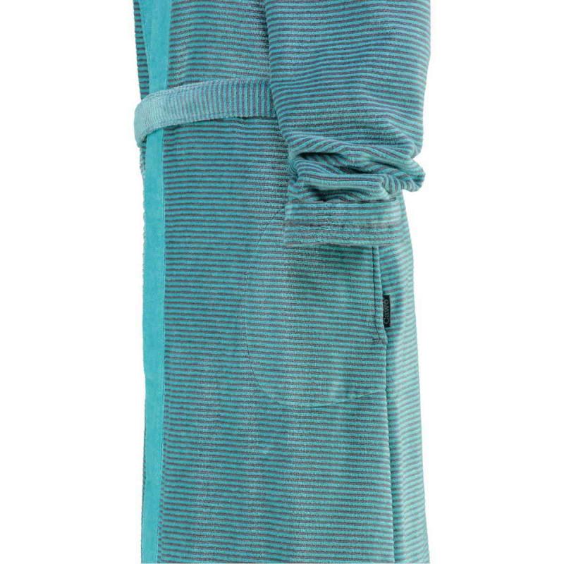 Cawö women's bathrobe long turquoise velour kimono robe 6431-47