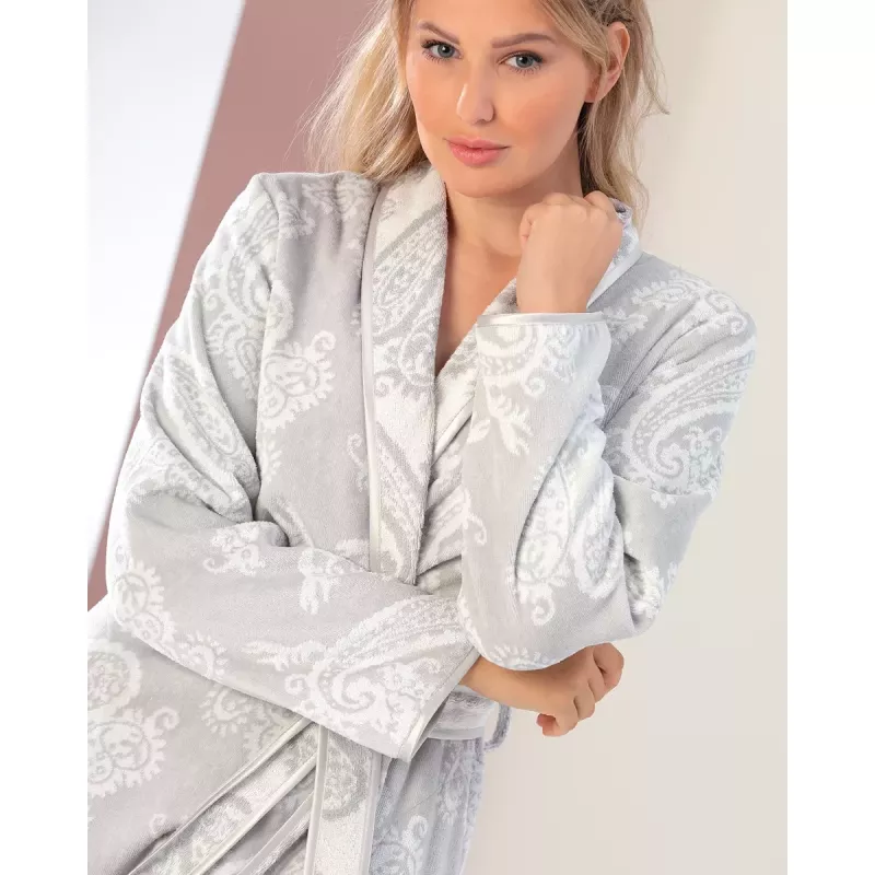 Cawö Women's dressing gown with shawl collar Paisley 4420-73
