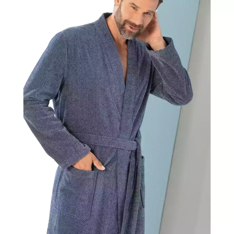 Cawö Men's Kimono Robe 5507-17 Denim