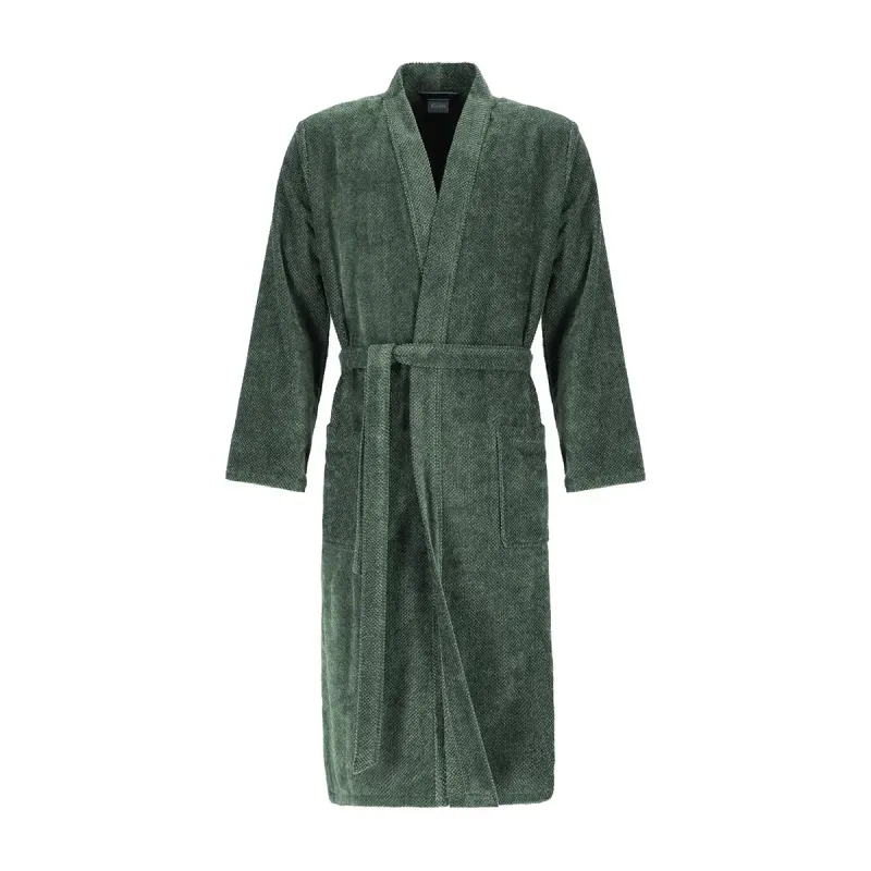 Cawö men's kimono bathrobe – Field Green 5507-47